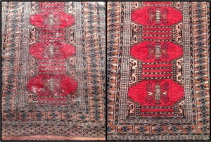 before and after red long rug